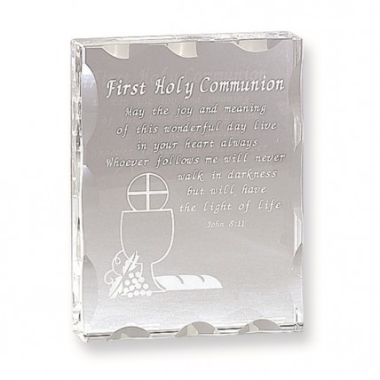Optic Crystal First Holy Communion Plaque