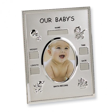 Metal Birth Record 3.5x4.5 Photo Frame