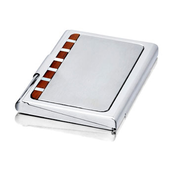 Stainless Steel Card Case with Rosewood