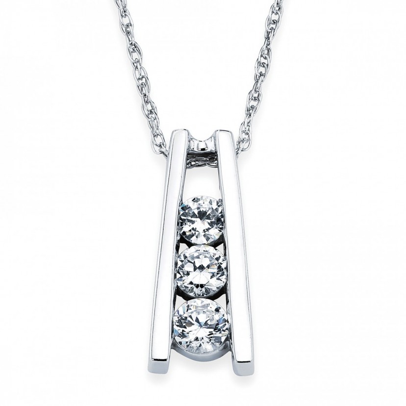 3 Stone Diamond Pendant