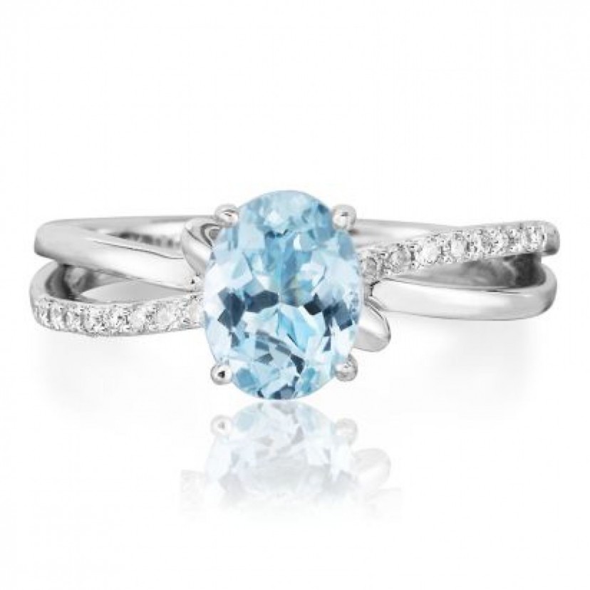 Aquamarine and Diamond Ring