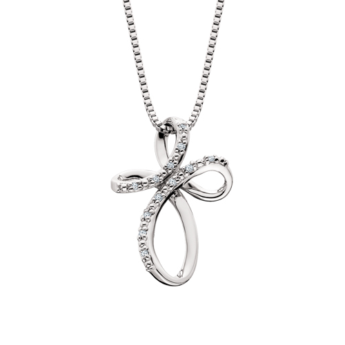 Sterling Silver and Diamond Cross Pendant