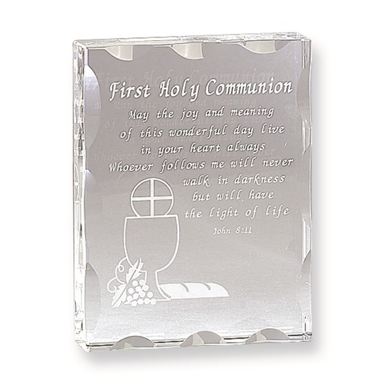 Optic Crystal First Holy Communion Plaque