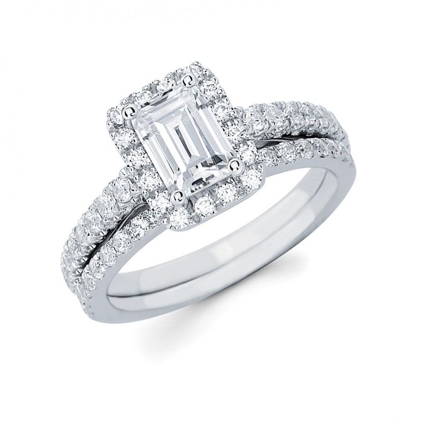 Emerald Cut Engagement Ring and Wedding Band